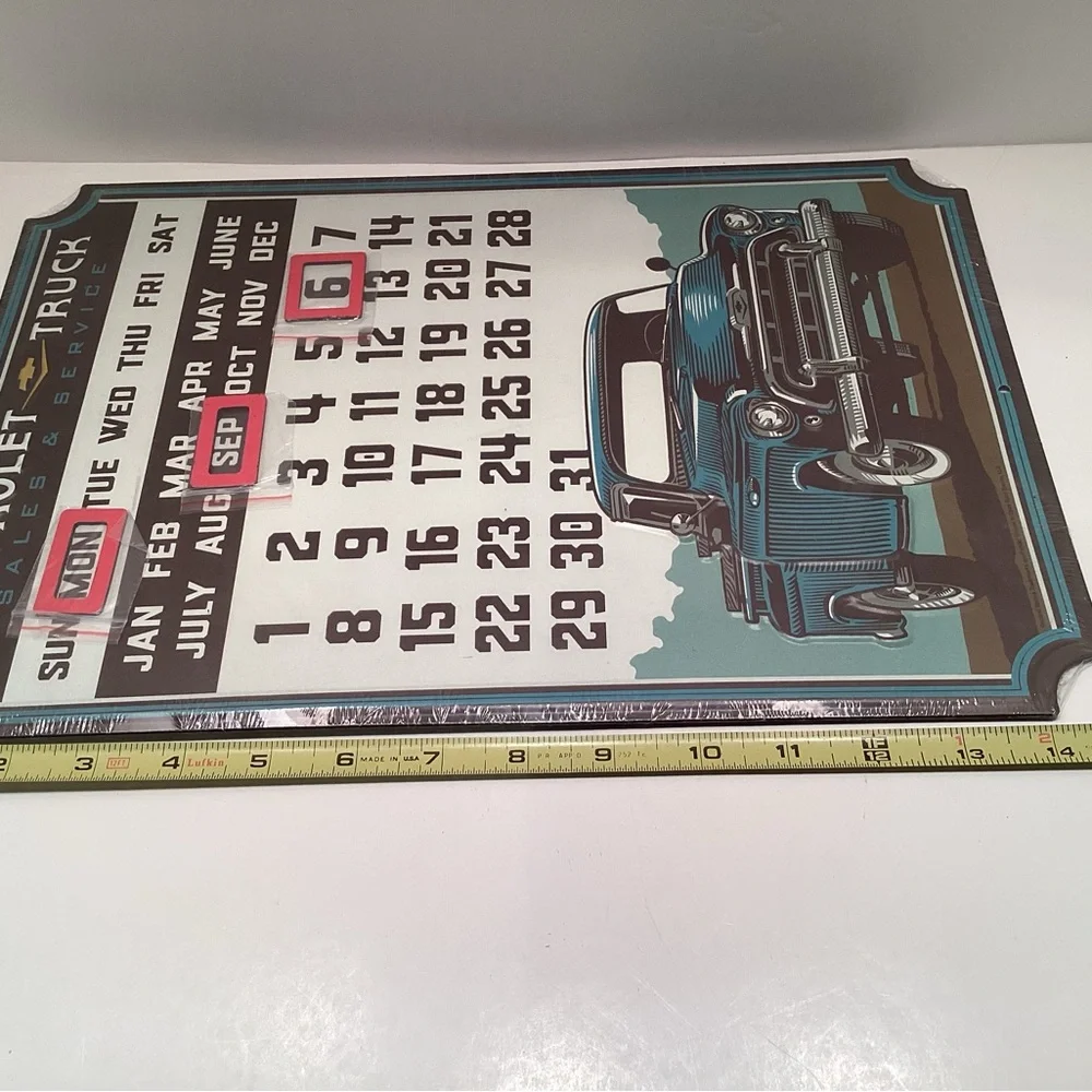Open Road Brands Retro Truck Calendar Sign in Teal & Black NEW/ Sealed. D05